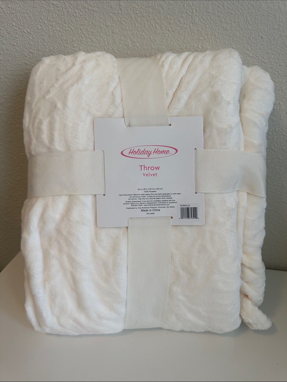 Ivory Velvet Throw Blanket
